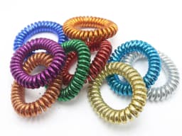 10 Metallic Colour Spiral Coil Elastic Hair Ties Scrunchies Telephone Cord 50mm