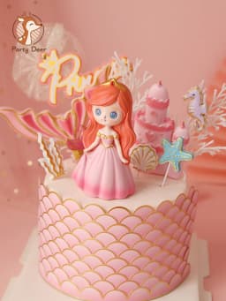 Crown Mermaid Fish Tail Ocean World Girl Cake Topper Birthday Dessert Decoration for Children's Day Party Supplies Lovely Gift