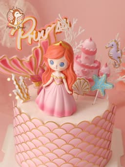 Crown Mermaid Fish Tail Ocean World Girl Cake Topper Birthday Dessert Decoration for Children's Day Party Supplies Lovely Gift