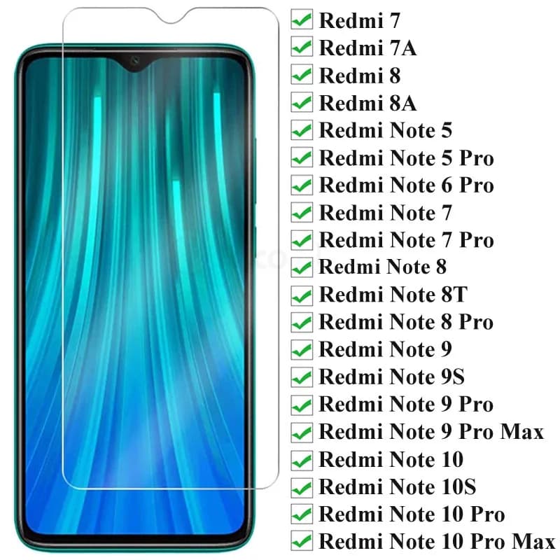 9H Premium Protective Glass For Xiaomi Redmi Note 10 9 8 7 Pro 9S 9T 8T 7 6 Screen Protector For Redmi 9 9T 9A 9C 8A 7A 6A Glass