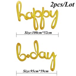Happy Bday Letters Balloons Lowercase Conjoined Rose Gold Alphabet Foil Ballon Kids Birthday Party Decoration Banner Baby Shower