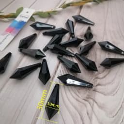 Camal 20Pcs Black 30mmx10mm Pointed Drop Acrylic Crystal Bead Hanging Pendant Chandelier Parts Home Wedding Party Craft Decor