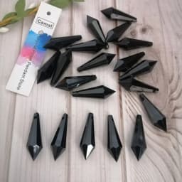 Camal 20Pcs Black 30mmx10mm Pointed Drop Acrylic Crystal Bead Hanging Pendant Chandelier Parts Home Wedding Party Craft Decor