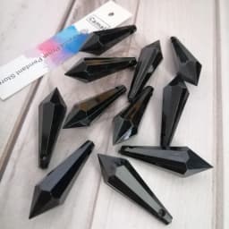 Camal 20Pcs Black 30mmx10mm Pointed Drop Acrylic Crystal Bead Hanging Pendant Chandelier Parts Home Wedding Party Craft Decor