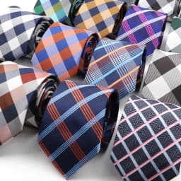 New Men's Classic Plaid Tie Luxury Stripe 8cm Jacquard Necktie All-Match Cravat For Business Wedding Party Daily Wear Accessory