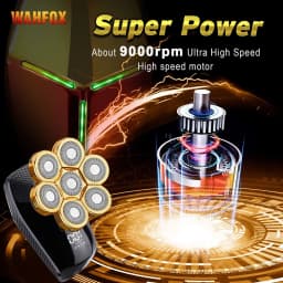 WAHFOX Shaver For Men 7D Independently 7 Cutter Floating Head Waterproof Electric Razor Beard Trimmer Machine New