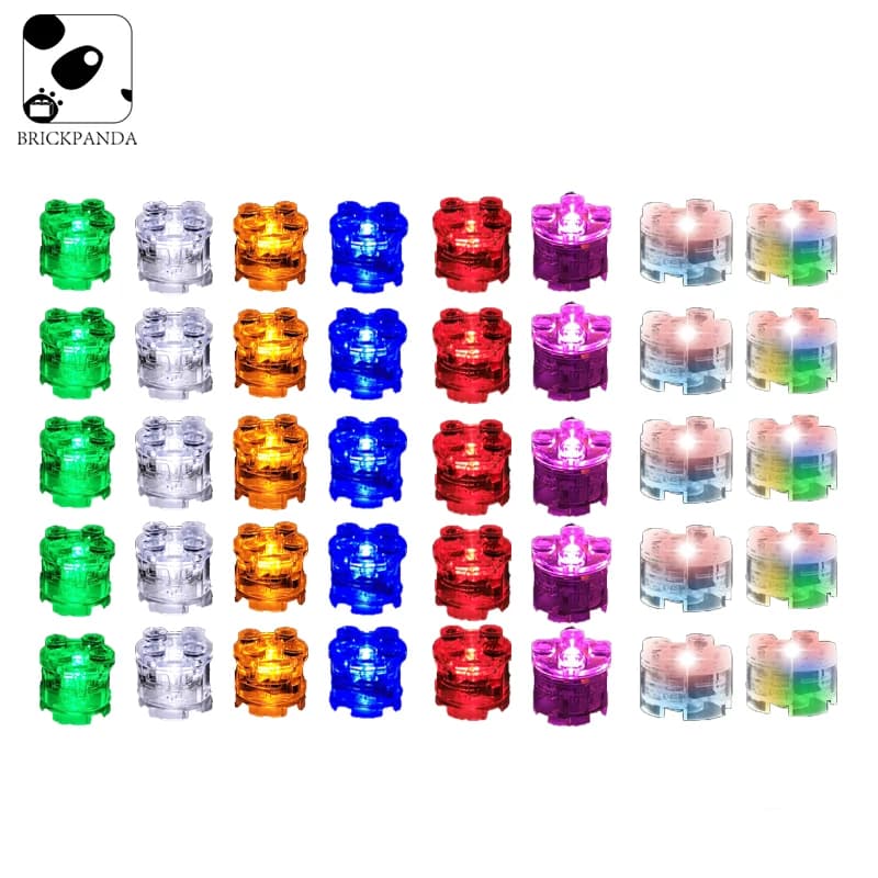 City LED Luminous Building Block minifigs Parts 2X2 Round Bricks DIY Decorative Ornament Pink and White Children Puzzle Toys