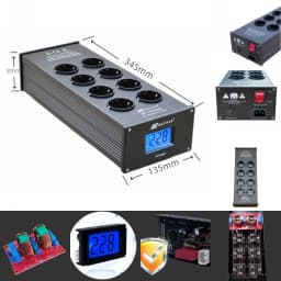 MATIHUR E-TP80 Audio Noise AC Power Filter Power Conditioner Power Purifier Surge Protection with EU Outlets Power Strip Silvery