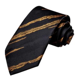 Hi-Tie Black Gold Striped Silk Wedding Tie For Men Handky Cufflink Mens Necktie Set Fashion Designer Business Party Dropshipping