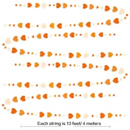 Autumn Paper Heart Garlands Orange Love Hanging Streamers for Fall Wedding Bridal Shower Harvest Thanksgiving Party Decorations