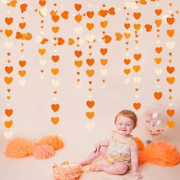 Autumn Paper Heart Garlands Orange Love Hanging Streamers for Fall Wedding Bridal Shower Harvest Thanksgiving Party Decorations