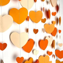 Autumn Paper Heart Garlands Orange Love Hanging Streamers for Fall Wedding Bridal Shower Harvest Thanksgiving Party Decorations
