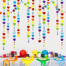 Autumn Paper Heart Garlands Orange Love Hanging Streamers for Fall Wedding Bridal Shower Harvest Thanksgiving Party Decorations