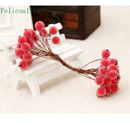 40 Heads Mini Plastic Fake Fruit Small Berries Artificial Flower Cherry Bouquet Stamen Wedding Home Christmas Decorative