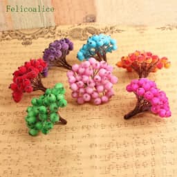 40 Heads Mini Plastic Fake Fruit Small Berries Artificial Flower Cherry Bouquet Stamen Wedding Home Christmas Decorative