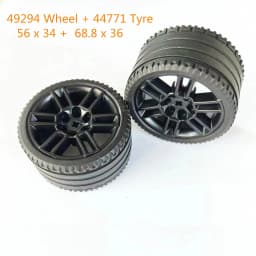 Buildings Blocks 49294 Wheel 56mm D. x 34mm High-Tech Racing Medium 6 Pin Holes For 44771 Tyre 68.8 x 36mm Collections MOC Set