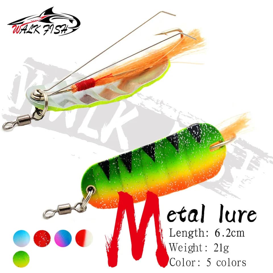 WALK FISH 1PCS 21g New Winter Fish Shape Ice Fishing Lure Mini 6.2cm Bait Head Supplies Fishing Tackle Hook Jigging Lead Metal