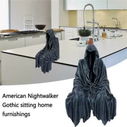 Black Grim Reaper Statue Thrilling Robe Nightcrawler Resin Desktop Figurine Ornaments Horror Ghost Sculpture Decorations