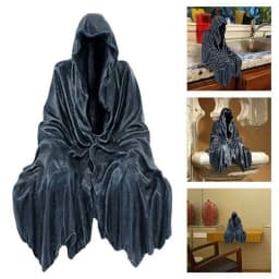 Black Grim Reaper Statue Thrilling Robe Nightcrawler Resin Desktop Figurine Ornaments Horror Ghost Sculpture Decorations