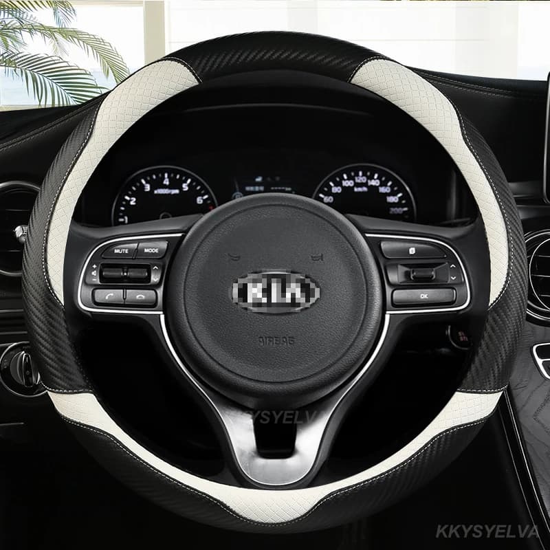 PU Leather Car Steering Wheel Cover for Kia Ceed Sportage Picanto Cerato Seltos Soul Stonic Stinger Rio 3 4 5 Auto Accessories