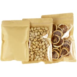 Brown One Side Clear Resealable Plastic Window Kraft Paper Flat Bottom Zip Lock Bag Snacks Coffee Scented Tea Gifts Pouches