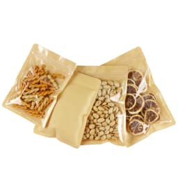 Brown One Side Clear Resealable Plastic Window Kraft Paper Flat Bottom Zip Lock Bag Snacks Coffee Scented Tea Gifts Pouches