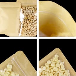 Brown One Side Clear Resealable Plastic Window Kraft Paper Flat Bottom Zip Lock Bag Snacks Coffee Scented Tea Gifts Pouches