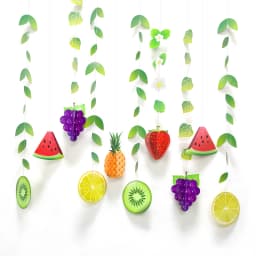 Tropical Hawaiian Summer Fruits Birthday Party Banners Decorations Pineapple Strawberry Green Leaf Garlands Pool Party Birthday