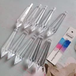 Camal 10Pcs 56mm Clear Pointed Drop Acrylic Bead Pendant Hanging Chandelier Parts Home Curtain Wedding Party Craft Decor