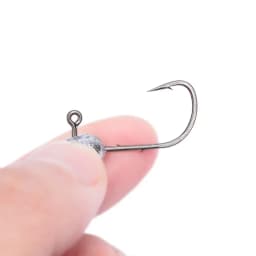 OUTKIT 10pcs Mini Jig Head Hook 4X Strong Rockfish Exposed Lead Head Hook Barbed Hook Trout Soft Worm Lure Jig Fishing Tackle