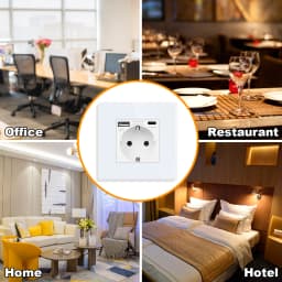 Bingoelec Power Socket,16A EU Standard Electrical Outlet 86mm*86mm White Crystal Glass Panel Wall Socket