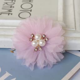 10PCS/Lot 6.5CM Pearl Center Handmade DIY Fabric Flowers Hair Accessories Dress Shoes Hats Decoration