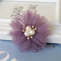 10PCS/Lot 6.5CM Pearl Center Handmade DIY Fabric Flowers Hair Accessories Dress Shoes Hats Decoration