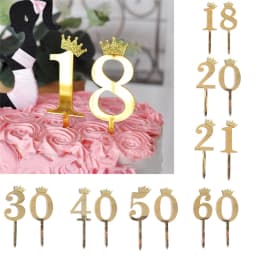 Happy Birthday Cake Topper Wedding Decorations Acrylic Cake Topper Gold Silver Numbers 10 16 18 20 30 Cake Decoration Tools