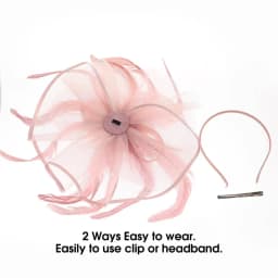 Large Chiffon Fascinators Hat with Feather, Cocktail Tea Party Horse Racing Derby Headwear for Women