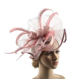 Large Chiffon Fascinators Hat with Feather, Cocktail Tea Party Horse Racing Derby Headwear for Women