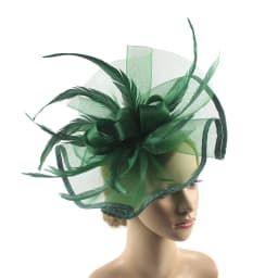 Large Chiffon Fascinators Hat with Feather, Cocktail Tea Party Horse Racing Derby Headwear for Women