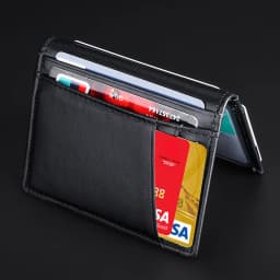 YUECIMIE Men Minimalist Slim Card Holder Genuine Leather Card Wallet Slim Line Thin Mini Small Rfid Passport Id Card Holder Male