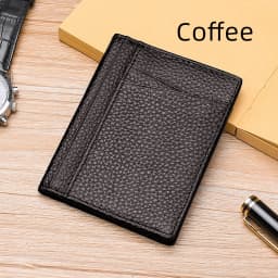 YUECIMIE Men Minimalist Slim Card Holder Genuine Leather Card Wallet Slim Line Thin Mini Small Rfid Passport Id Card Holder Male