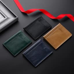 YUECIMIE Men Minimalist Slim Card Holder Genuine Leather Card Wallet Slim Line Thin Mini Small Rfid Passport Id Card Holder Male