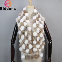 2025 Women Winter Warm Real Rabbit Fur Scarf Hot Sale Natural Rabbit Fur Muffler Lady 100% Genuine Fur Scarves Wholesale Retail