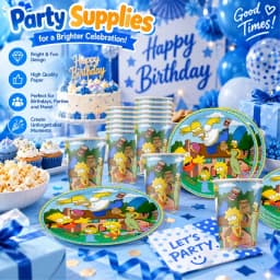 The Simpsons Happy Birthday Party Decoration Tableware Set Cartoon Plates Cups Napkins Practical Durable Bestselling Supplies