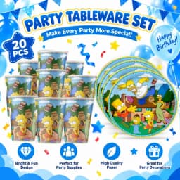 The Simpsons Happy Birthday Party Decoration Tableware Set Cartoon Plates Cups Napkins Practical Durable Bestselling Supplies