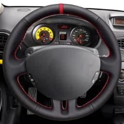 Hand-Stitched Black Artificial Leather Braid Car Steering Wheel Cover For Renault Clio 3 2008 2009 Clio Dynamics 2008 Clio Mk 3