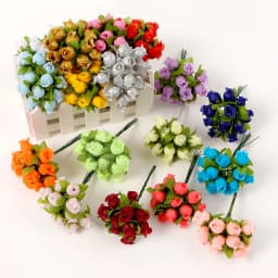 12Pcs Mini Artificial Rose Flowers Bouquet Silk Fake Flowers For Home Decor DIY Wedding Decoration Craft Wreath Gift Accessories