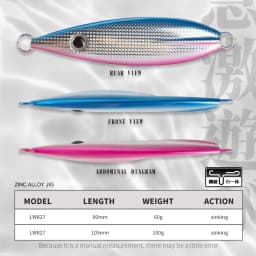 Hunthouse Trolling Jigging Fishing Lure Hard Bait 90mm/60g 105mm/100g Sinking Zinc Alloy Slow Jig Saltwater For Tuna Bass Tackle