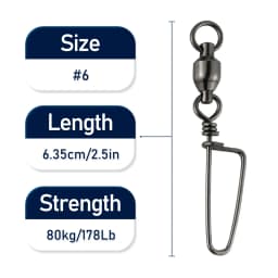 10/20pcs Fishing Swivels Snap Lock Rolling Ball Bearing Stainless Steel Saltwater Heavy Duty Hook Lure Rotating Connector