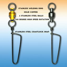 10/20pcs Fishing Swivels Snap Lock Rolling Ball Bearing Stainless Steel Saltwater Heavy Duty Hook Lure Rotating Connector