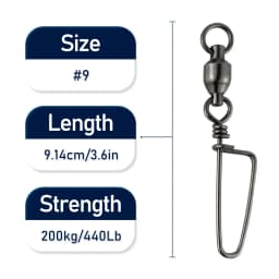 10/20pcs Fishing Swivels Snap Lock Rolling Ball Bearing Stainless Steel Saltwater Heavy Duty Hook Lure Rotating Connector