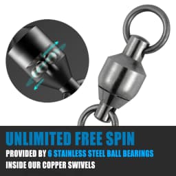 10/20pcs Fishing Swivels Snap Lock Rolling Ball Bearing Stainless Steel Saltwater Heavy Duty Hook Lure Rotating Connector